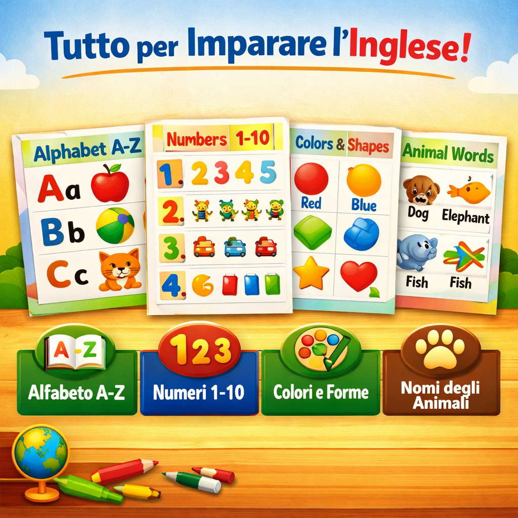 English Starter Pack per Bambini – Alfabeto, Numeri, Colori & Attività